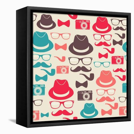 Hipster Pattern-cienpies-Framed Stretched Canvas