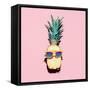 Hipster Pineapple Fashion Accessories and Fruits. Vanilla Style.-Evgeniya Porechenskaya-Framed Stretched Canvas