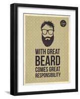 Hipster Quotes: with Greate Beard Comes Great Responsibility-ONiONAstudio-Framed Art Print