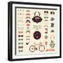 Hipster Retro Vintage Icon Set-OliaFedorovsky-Framed Art Print