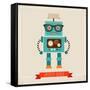 Hipster Robot Toy Icon And Illustration-Marish-Framed Stretched Canvas