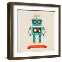 Hipster Robot Toy Icon And Illustration-Marish-Framed Art Print