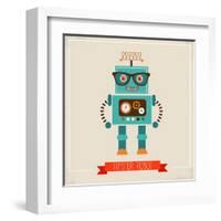 Hipster Robot Toy Icon And Illustration-Marish-Framed Art Print