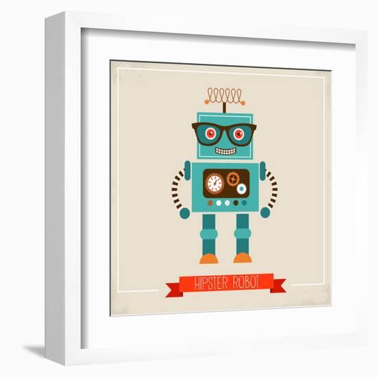 Hipster Robot Toy Icon And Illustration-Marish-Framed Art Print