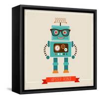 Hipster Robot Toy Icon And Illustration-Marish-Framed Stretched Canvas