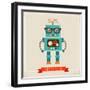 Hipster Robot Toy Icon And Illustration-Marish-Framed Art Print