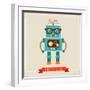 Hipster Robot Toy Icon And Illustration-Marish-Framed Art Print