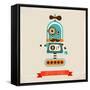 Hipster Robot Toy Icon And Illustration-Marish-Framed Stretched Canvas