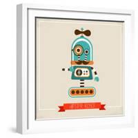 Hipster Robot Toy Icon And Illustration-Marish-Framed Art Print