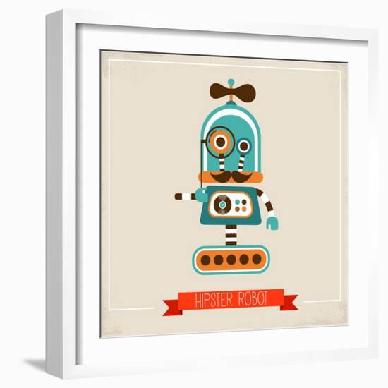 Hipster Robot Toy Icon And Illustration-Marish-Framed Art Print