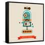 Hipster Robot Toy Icon And Illustration-Marish-Framed Stretched Canvas