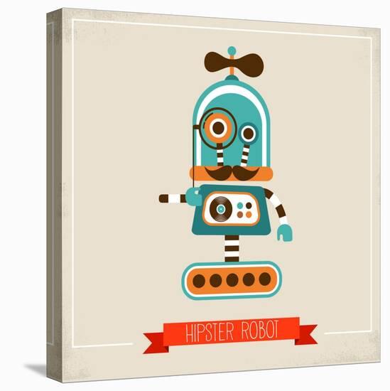 Hipster Robot Toy Icon And Illustration-Marish-Stretched Canvas