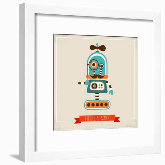 Hipster Robot Toy Icon And Illustration-Marish-Framed Art Print