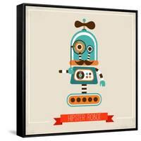 Hipster Robot Toy Icon And Illustration-Marish-Framed Stretched Canvas