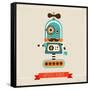 Hipster Robot Toy Icon And Illustration-Marish-Framed Stretched Canvas