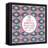 Hipster Seamless Aztec Pattern With Geometric Elements-tomuato-Framed Stretched Canvas