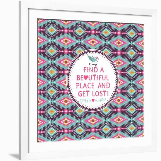 Hipster Seamless Aztec Pattern With Geometric Elements-tomuato-Framed Art Print