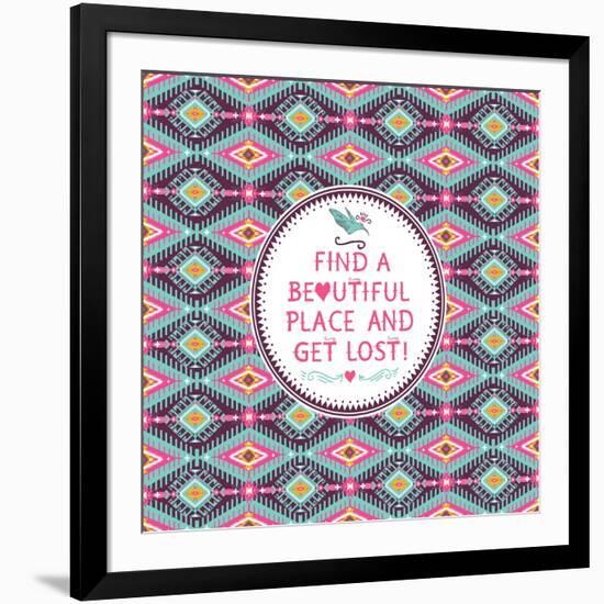 Hipster Seamless Aztec Pattern With Geometric Elements-tomuato-Framed Art Print