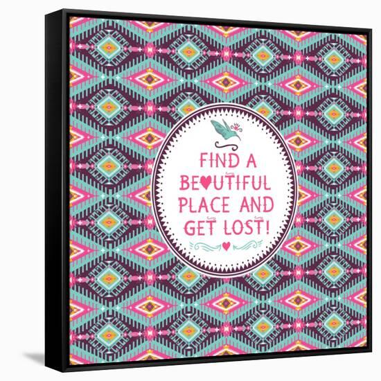 Hipster Seamless Aztec Pattern With Geometric Elements-tomuato-Framed Stretched Canvas