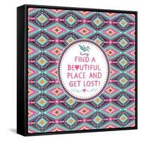 Hipster Seamless Aztec Pattern With Geometric Elements-tomuato-Framed Stretched Canvas