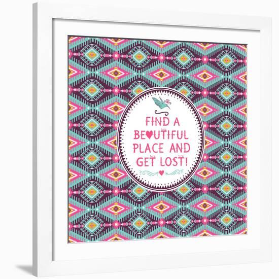 Hipster Seamless Aztec Pattern With Geometric Elements-tomuato-Framed Art Print