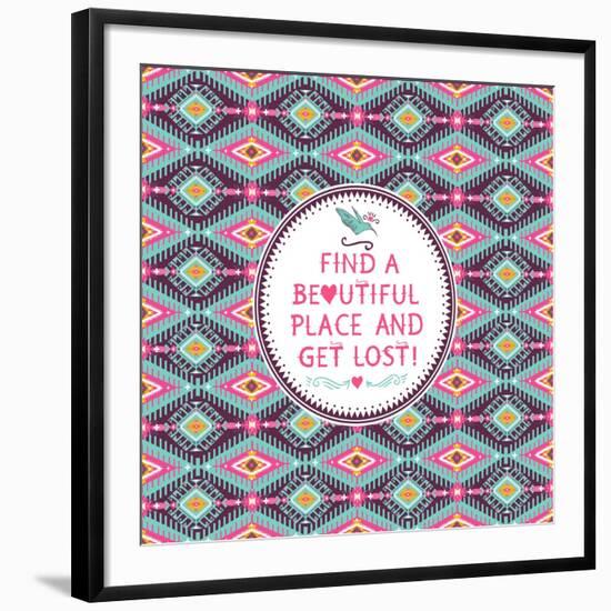 Hipster Seamless Aztec Pattern With Geometric Elements-tomuato-Framed Art Print