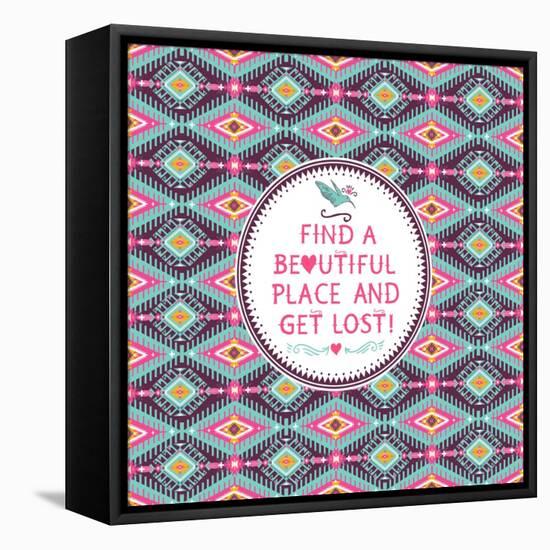 Hipster Seamless Aztec Pattern With Geometric Elements-tomuato-Framed Stretched Canvas