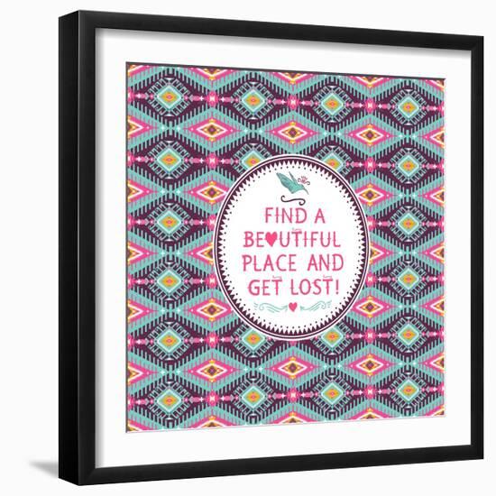 Hipster Seamless Aztec Pattern With Geometric Elements-tomuato-Framed Art Print