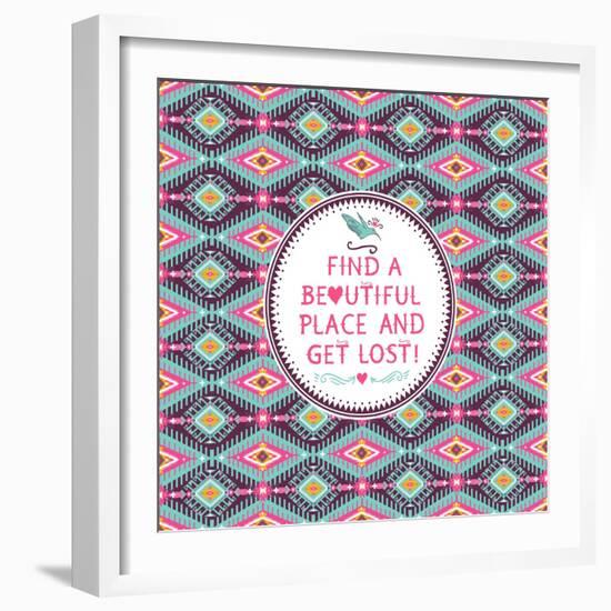 Hipster Seamless Aztec Pattern With Geometric Elements-tomuato-Framed Art Print