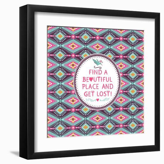 Hipster Seamless Aztec Pattern With Geometric Elements-tomuato-Framed Art Print