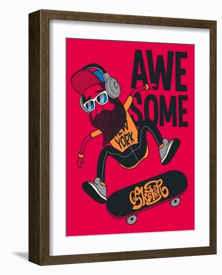 Hipster, Skater Vector Design-braingraph-Framed Art Print