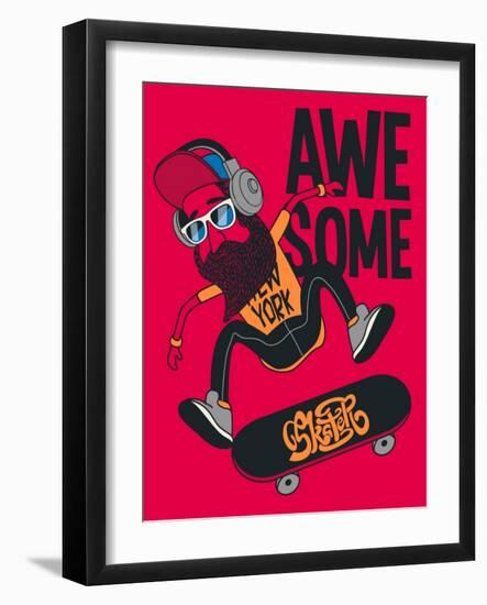 Hipster, Skater Vector Design-braingraph-Framed Art Print