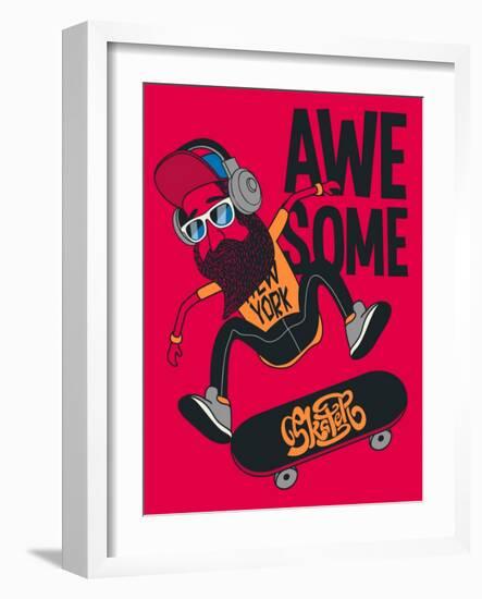 Hipster, Skater Vector Design-braingraph-Framed Art Print