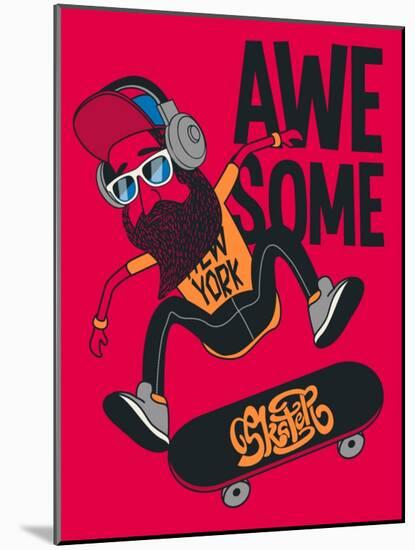 Hipster, Skater Vector Design-braingraph-Mounted Art Print