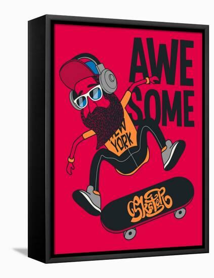 Hipster, Skater Vector Design-braingraph-Framed Stretched Canvas