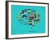 Hipster Speech Bubble With Icons-Marish-Framed Art Print