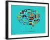 Hipster Speech Bubble With Icons-Marish-Framed Art Print