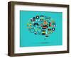 Hipster Speech Bubble With Icons-Marish-Framed Art Print