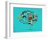 Hipster Speech Bubble With Icons-Marish-Framed Art Print