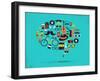 Hipster Speech Bubble With Icons-Marish-Framed Art Print