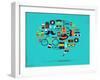 Hipster Speech Bubble With Icons-Marish-Framed Art Print