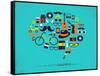 Hipster Speech Bubble With Icons-Marish-Framed Stretched Canvas