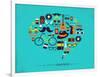 Hipster Speech Bubble With Icons-Marish-Framed Art Print