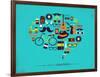 Hipster Speech Bubble With Icons-Marish-Framed Art Print