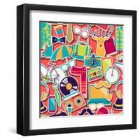 Hipster Style Seamless Pattern-incomible-Framed Art Print