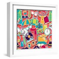 Hipster Style Seamless Pattern-incomible-Framed Art Print