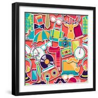 Hipster Style Seamless Pattern-incomible-Framed Art Print