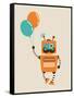 Hipster Vintage Robot With Balloons - Retro Style Card-Marish-Framed Stretched Canvas