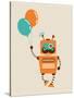 Hipster Vintage Robot With Balloons - Retro Style Card-Marish-Stretched Canvas