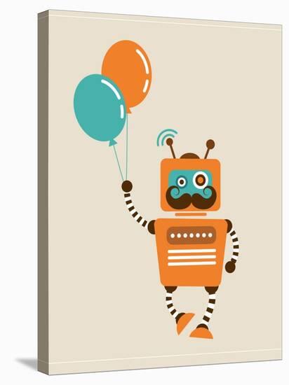 Hipster Vintage Robot With Balloons - Retro Style Card-Marish-Stretched Canvas